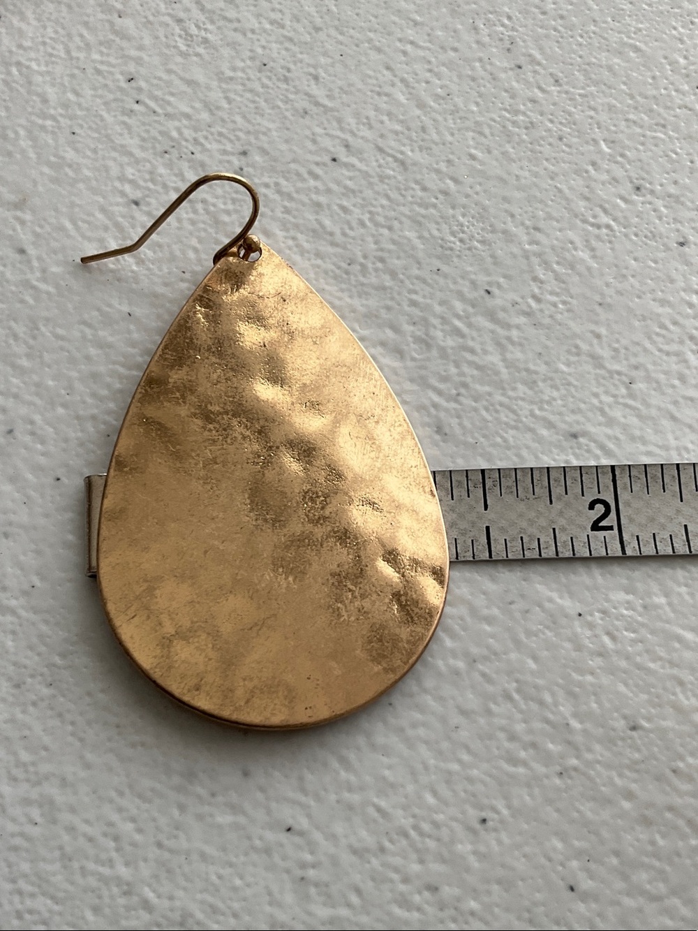 Hammered Teardrop Drop Earrings - Gold Tone - Picture 5 of 5